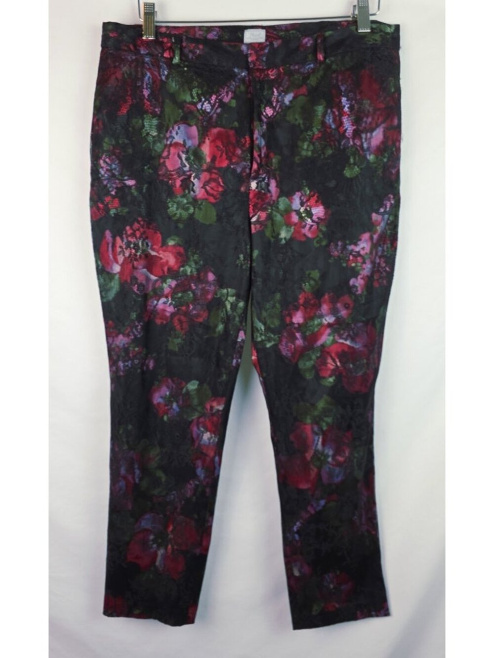 Pearl Georgina Chapman of Marchesa Women's Pants Size 12 Black Floral Lace Pixie